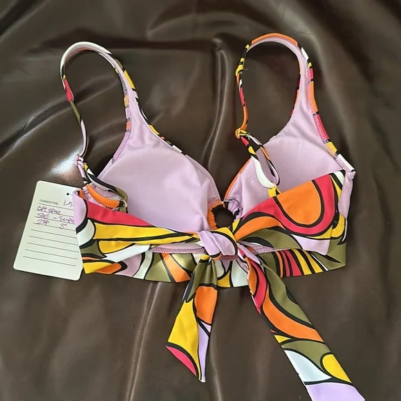 NWT Bar III Retro Colorful Bikini Top - Picture 3 of 6